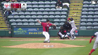 Aeverson Arteaga doubles (1) on a fly ball to center fielder Will Taylor. Diego Velasquez scores.