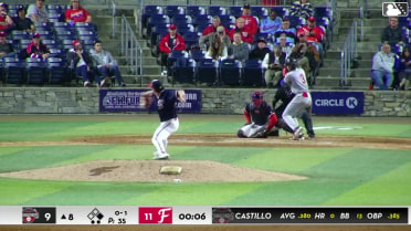 Yolfran Castillo doubles (10) on a line drive to right fielder Jack Moroknek. Deward Tovar scores.