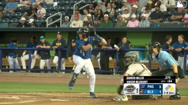 Darrien Miller homers (1) on a fly ball to right field. Eduardo Garcia scores.