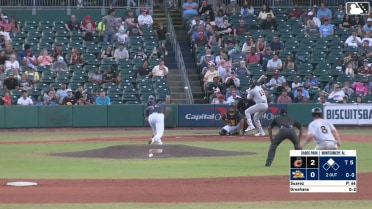 Jordan Groshans singles on a line drive to center fielder Mac Horvath. Luke Waddell scores.