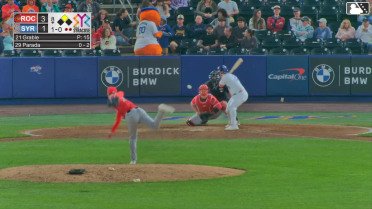 Kevin Parada doubles (5) on a line drive to left fielder Sam Petersen. Billy Amick scores.