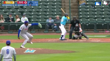 Connor Scott homers (1) on a fly ball to center field.