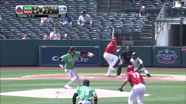 Brandon Young In play, run(s) to Jimmy Crooks