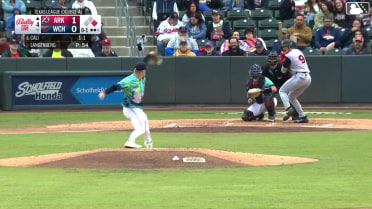 Caleb Cali doubles (5) on a sharp line drive to left fielder Kala'i Rosario. Lazaro Montes scores.