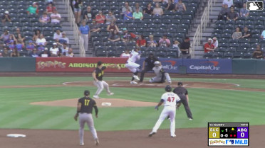 Zac Veen doubles (19) on a fly ball to left fielder Yolmer Sánchez. Ryan Ritter scores.
