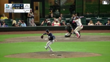 Christian Moore homers (11) on a fly ball to right field.