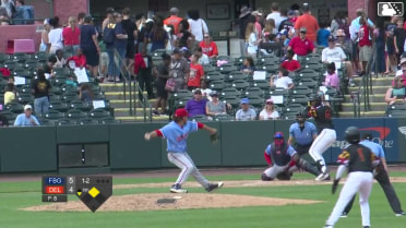 Stiven Martinez singles on a ground ball to left fielder Nick Peoples. Braylon Whitaker scores.