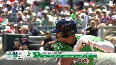 Carlos Sanchez homers (3) on a fly ball to left center field.
