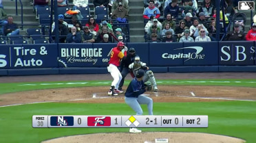 Alex Binelas homers (8) on a fly ball to right center field. Bryan Rincon scores.