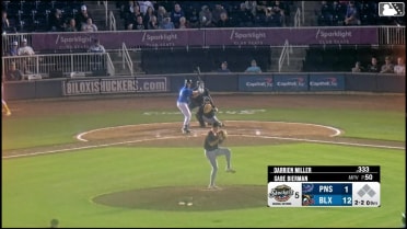 Darrien Miller singles on a ground ball to center fielder Dillon Lewis. Matthew Wood scores. Eric Brown Jr. scores.