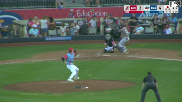Josh Hood doubles (7) on a line drive to left fielder Junior Franco. Blake Rambusch scores.