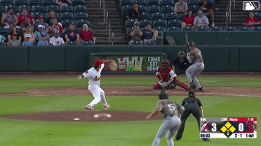 Caleb Cali out on a sacrifice fly to right fielder Won-Bin Cho. Michael Arroyo scores.