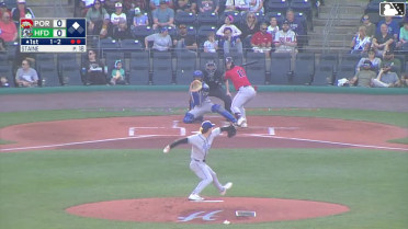 Brooks Brannon doubles (5) on a fly ball to right fielder GJ Hill. Nate Baez scores.