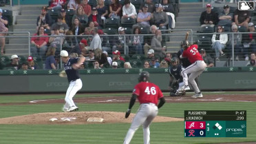 A.J. Vukovich singles on a line drive to left fielder Spencer Packard. Jose Fernandez scores. Tyler Locklear to 3rd.