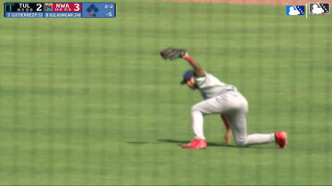 Jose Izarra makes a diving catch for Tulsa