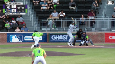 George Wolkow out on a sacrifice fly to left fielder Yeison Morrobel. Colby Shelton scores.