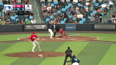Trent Youngblood singles on a line drive to left fielder Sam Shaw. Yassel Soler scores.