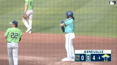 Freuddy Batista doubles (5) on a sharp line drive to left fielder Chandler Pollard. Alejandro Nunez scores.