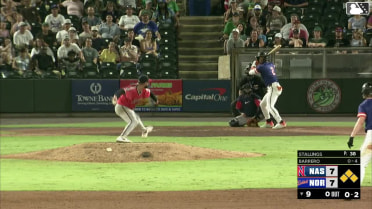 José Barrero out on a sacrifice fly to left fielder Tyler Black. Rece Hinds scores.