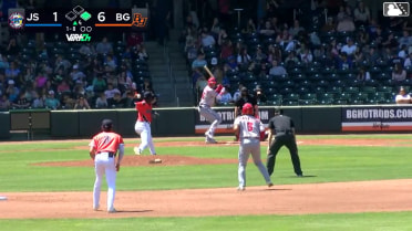 Brock Vradenburg singles on a ground ball to right fielder Angel Mateo. Devin Saltiban scores.