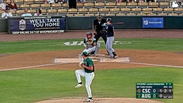 Caden Bodine doubles (10) on a ground ball to left fielder Dallas Macias. Daniel Pierce scores.