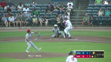 Caleb Cali doubles (18) on a line drive to left fielder Trent Youngblood. Josh Caron scores.