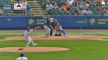 Ralphy Velazquez homers (11) on a line drive to right center field.