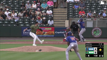 Will Simpson singles on a ground ball to right fielder Ryan Noda. Homer Bush Jr. scores.