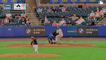 Payton Henry homers (1) on a fly ball to center field.