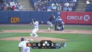 Narciso Polanco called out on strikes and Connor Hujsak caught stealing 2nd, catcher Matt Suggs to shortstop Ronny Cruz to catcher Matt Suggs.