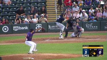 Bryce Rainer doubles (3) on a fly ball to center fielder Yasser Mercedes. Anibal Salas scores.