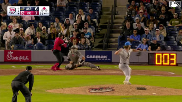 Diego Velasquez homers (2) on a fly ball to right center field. Charlie Szykowny scores.