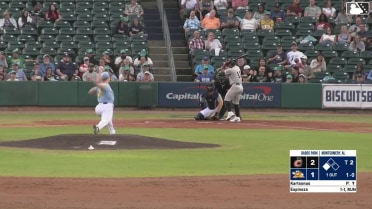 Lizandro Espinoza out on a sacrifice fly to right fielder Brock Jones. Cal Conley scores.