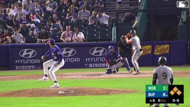 Reed Trimble out on a sacrifice fly to center fielder Daz Cameron. Payton Eeles scores.