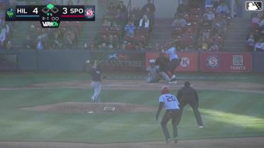 Alan Espinal singles on a line drive to center fielder Slade Caldwell. Kevin Fitzer scores.