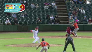 Colin Yeaman out on a sacrifice fly to center fielder Devin Saltiban. Braylin Tavera scores.