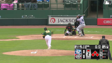 Cristian Santana hits a grand slam (2) to center field. Andrew Sojka scores. Clayton Campbell scores. Nolan McCarthy scores.