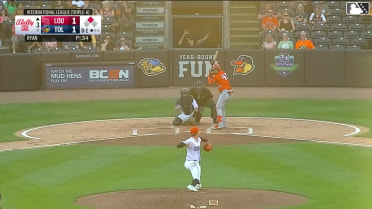 Orlando Arcia doubles (16) on a sharp line drive to left fielder Corey Julks. Dominic Pitelli scores.