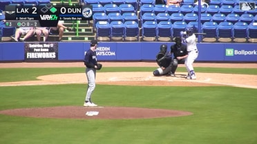 Owen Hall records a strikeout with his slider