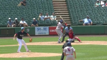 Yohairo Cuevas reaches on a fielding error by pitcher Gabe Craig. Jamari Baylor scores. AJ Salgado to 3rd. Yohairo Cuevas to 2nd.
