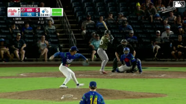 Boston Smith doubles (1) on a sharp line drive to center fielder Kole Myers. Jonny Farmelo scores.