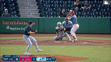 Griffin Burkholder doubles (5) on a sharp line drive to center fielder Zach MacDonald. Robert Phelps scores.