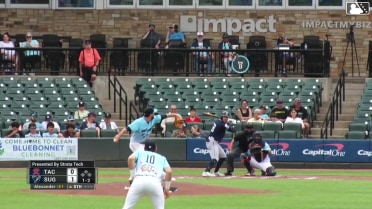 Miles Mastrobuoni triples (1) on a line drive to center fielder Kellen Strahm.