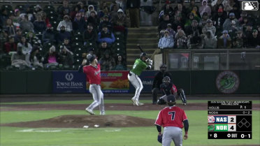 Ryan Noda homers (1) on a fly ball to right field.