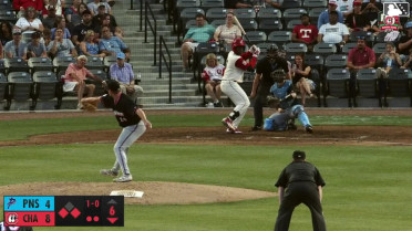 Cam Collier singles on a line drive to left fielder Emaarion Boyd. Johnny Ascanio scores. Leo Balcazar to 3rd.
