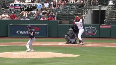 Joshua Báez homers (11) on a fly ball to left center field.