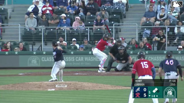 Victor Labrada out on a sacrifice fly to right fielder Kristian Robinson. Spencer Packard scores.