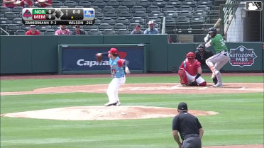 Weston Wilson homers (1) on a fly ball to right field.