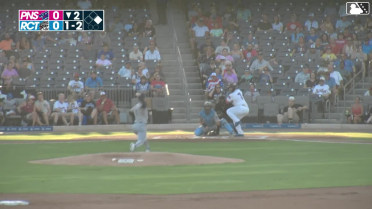 Juan Flores doubles (1) on a sharp line drive to center fielder Brendan Jones. Tucker Flint scores.