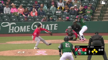 Jose Meza grounds into a double play, shortstop Jalin Flores to second baseman Jesús Báez to first baseman Josh Kross. Logan Wagner out at 2nd. Jose Meza out at 1st.